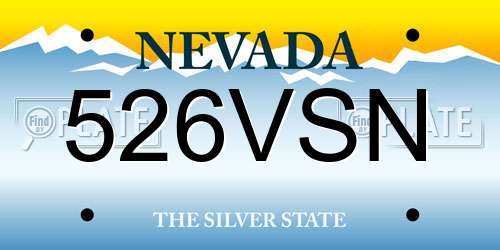 526VSN Nevada License Plate