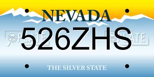 526ZHS Nevada License Plate