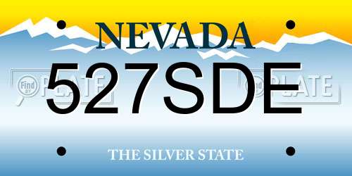 527SDE Nevada License Plate