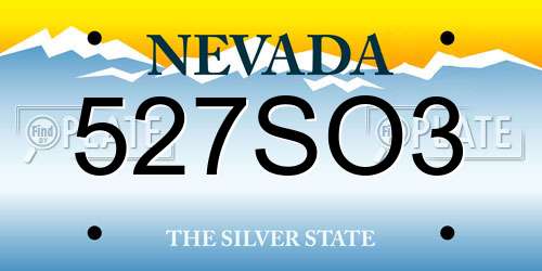 527SO3 Nevada License Plate