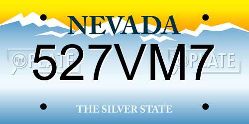 527VM7 Nevada License Plate