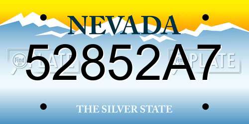52852A7 Nevada License Plate