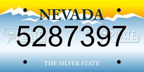 5287397 Nevada License Plate