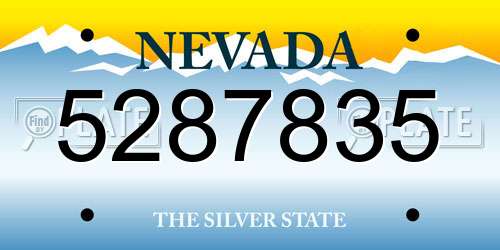 5287835 Nevada License Plate