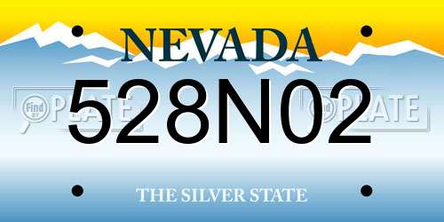 528N02 Nevada License Plate