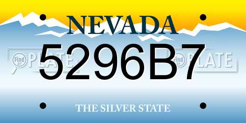 5296B7 Nevada License Plate