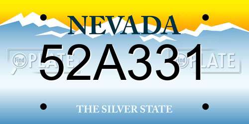 52A331 Nevada License Plate