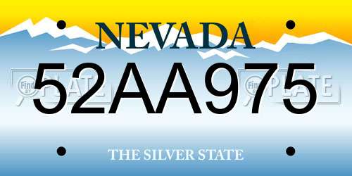 52AA975 Nevada License Plate