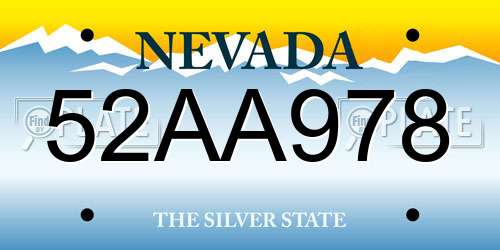 52AA978 Nevada License Plate