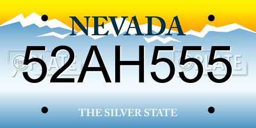 52AH555 Nevada License Plate