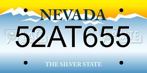 52AT655 Nevada License Plate