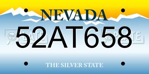 52AT658 Nevada License Plate