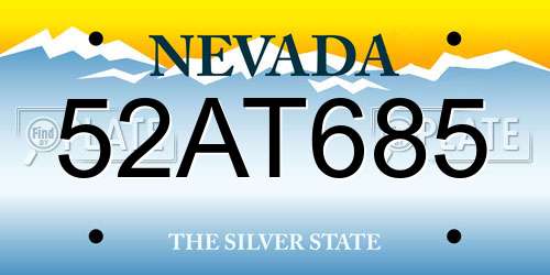 52AT685 Nevada License Plate