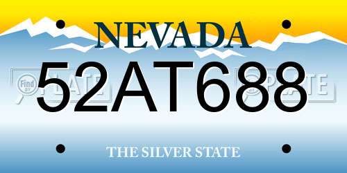 52AT688 Nevada License Plate