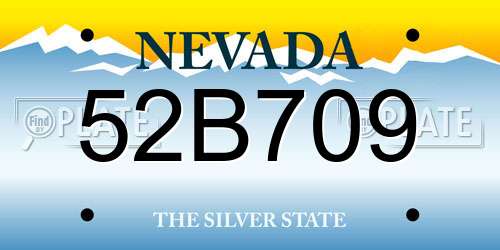 52B709 Nevada License Plate