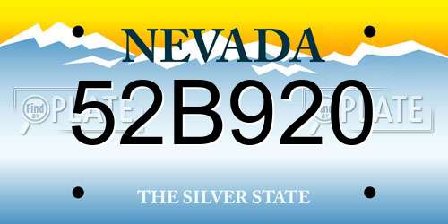 52B920 Nevada License Plate