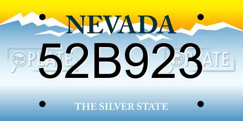 52B923 Nevada License Plate