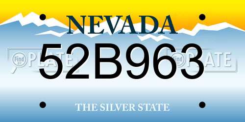 52B963 Nevada License Plate