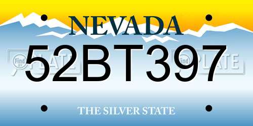 52BT397 Nevada License Plate
