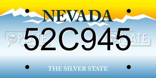 52C945 Nevada License Plate