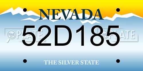 52D185 Nevada License Plate