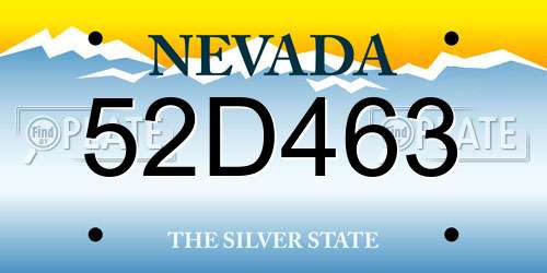 52D463 Nevada License Plate
