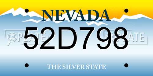 52D798 Nevada License Plate