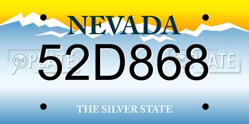 52D868 Nevada License Plate