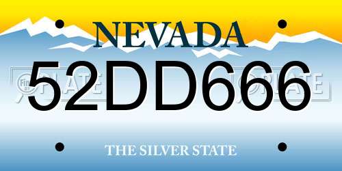 52DD666 Nevada License Plate