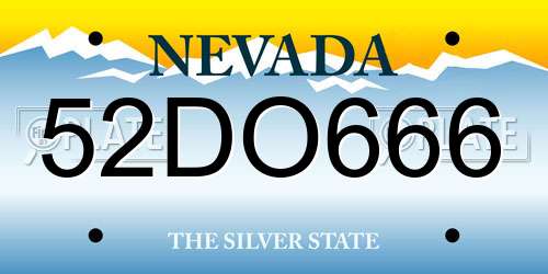 52DO666 Nevada License Plate