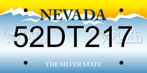 52DT217 Nevada License Plate