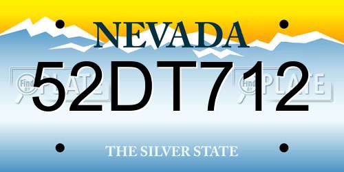 52DT712 Nevada License Plate