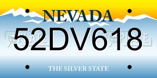 52DV618 Nevada License Plate