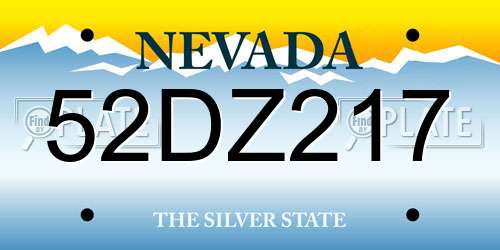 52DZ217 Nevada License Plate