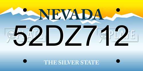 52DZ712 Nevada License Plate