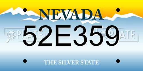 52E359 Nevada License Plate