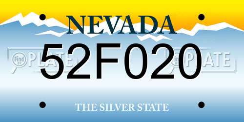 52F020 Nevada License Plate