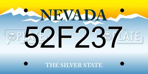 52F237 Nevada License Plate