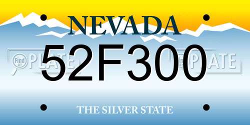 52F300 Nevada License Plate