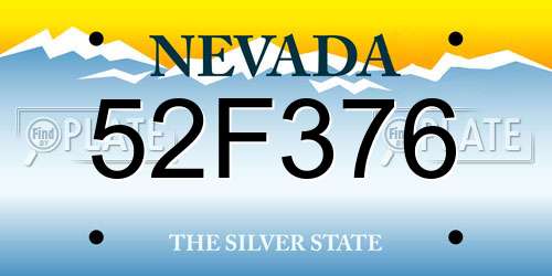 52F376 Nevada License Plate
