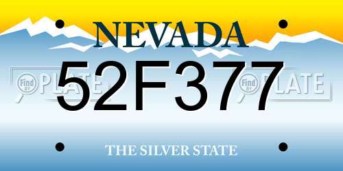 52F377 Nevada License Plate
