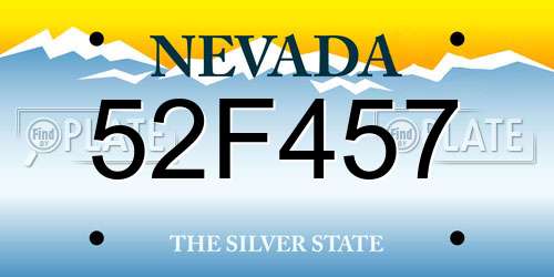 52F457 Nevada License Plate