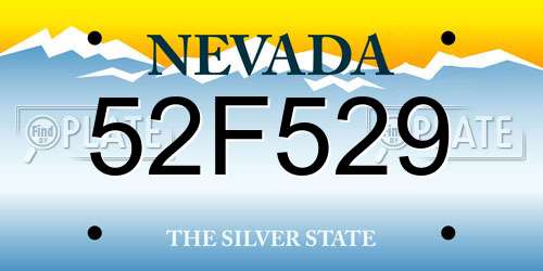52F529 Nevada License Plate