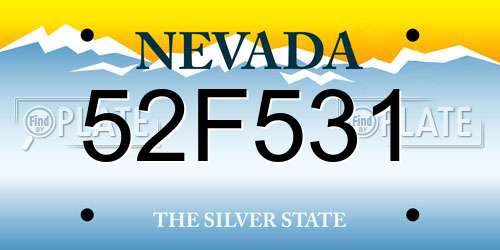 52F531 Nevada License Plate
