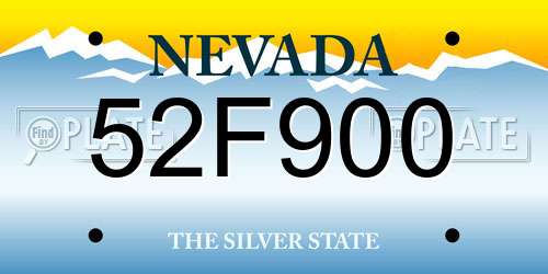 52F900 Nevada License Plate