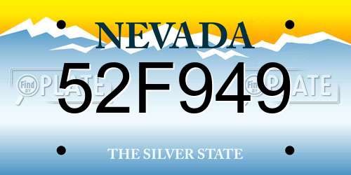 52F949 Nevada License Plate