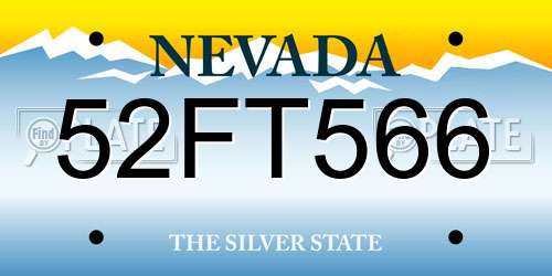52FT566 Nevada License Plate