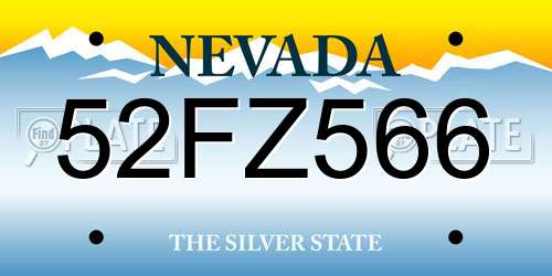 52FZ566 Nevada License Plate