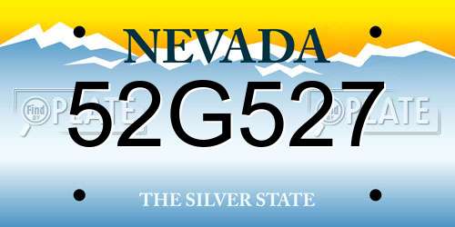 52G527 Nevada License Plate