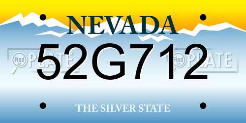 52G712 Nevada License Plate